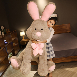 Peluche Gigante di Coniglio Soffice con Fiocco, Adorabile Bambola di Peluche a Orecchie Lunghe - Product Image 4