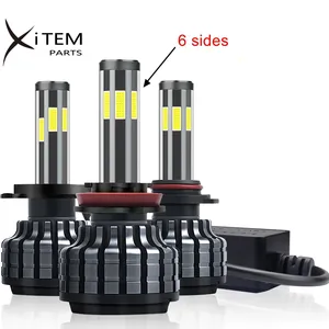 Xitem farol automotivo de led, farol de led com 6 lados, h1, h3, h4, h7, h11, 6000k, canbus, 10.000lm