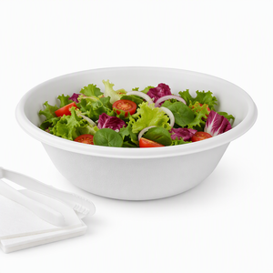 Bol compostable en bagasse 500ml 24oz 32oz sans PFAS, en pulpe de canne à sucre, pour salade, soupe, poke, riz, à emporter, événements, traiteur, usine - Product Image 4