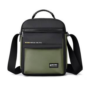 New Men's Genuine Leather Lightweight Single Shoulder Crossbody <b>Backpack</b> Letter Logo Patch Multi-layer Business Wallet Phone Bag - Product Image 1