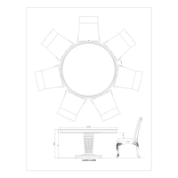 Table à manger classique américaine ronde en bois massif avec piétement en colonne cannelée traditionnelle, meubles de salle à manger pour la maison et l'hôtel