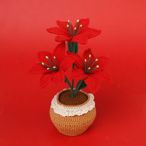 Flores Tejidas a Crochet en Maceta, Cactus Suculentos Hechos a Mano, <span class=keywords><strong>para</strong></span> Decoración <span class=keywords><strong>de</strong></span> Escritorio - Product Image 3