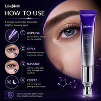 Sérum pour les yeux à la technologie d'auto-phagie cellulaire OEM ODM Marque Privée 20g, avec embout cristallin, Peptide de levure, Hydratant, Éclaircissant, Lissant, Raffermissant