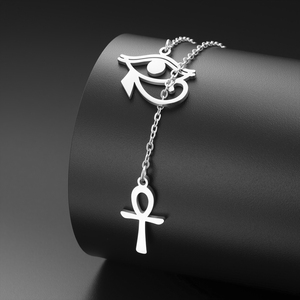 Colgante Ojo de Horus del Antiguo Egipto, collar de acero inoxidable para hombres y mujeres, amuleto cruzado Retro de moda, regalo de joyería - Product Image 2