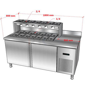 طاولة تحضير البيتزا المبردة RTK، عرض السلطة، ثلاجة تحضير السندويشات، معدات تبريد مخصصة - Product Image 1