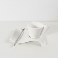 Changhui Céramique Personnalisé Café Thé Blanc Tasse et Soucoupe 230ml Tasse avec un Porte-Biscuit pour le Petit-Déjeuner