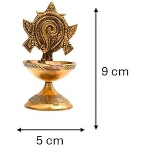 Lampe à beurre ronde en laiton de 9 cm de hauteur, lampe à huile Diwali, chandelier, éclairage décoratif - Product Image 1