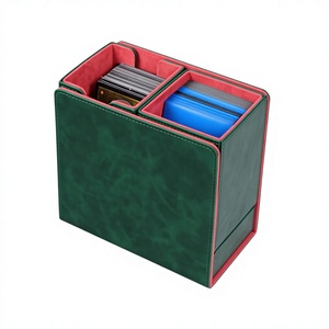 Boîte de rangement multifonctionnelle en cuir PU pour jeux de cartes avec tiroir à accessoires, étui de rangement résistant à l'eau pour cartes à collectionner et dés - Product Image 2