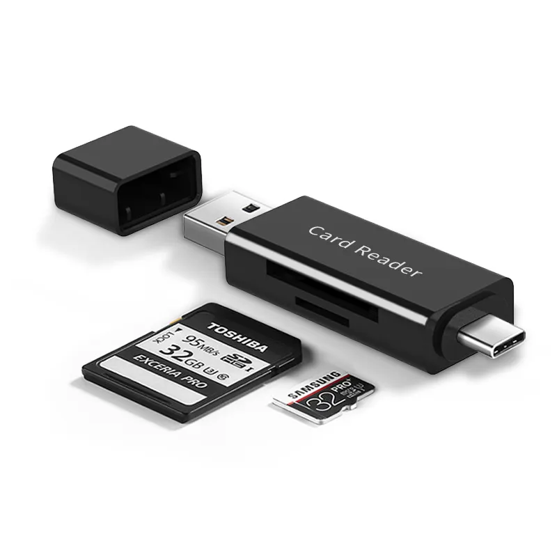 USB kart okuyucu tip-c USB 3.0 OTG hafıza kartı adaptörü taşınabilir 2 yuvaları ile Thunderbolt 3 Laptop Galaxy S20