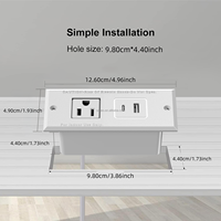 Multiprise encastrable pour bureau avec ports AC, USB-A et USB-C, prise de courant encastrée pour mobilier de bureau