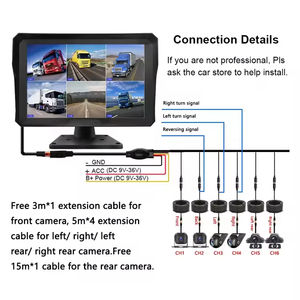 EMV dokunmatik 6 yönlü Video girişi park dijital sinyal 720P 10.1 inç kablosuz DVR CCTV kamyon otobüs kamera LCD monitör sistemi - Product Image 5