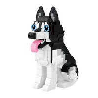 Blocs de construction chien Husky, puzzle animal 3D, modèle d'animal mignon avec langue sortie, pour décoration de bureau, jouet de construction DIY, vente en gros OEM