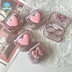 Low MOQ eye glass accessories cute pink contact lens case Plastic Case eyewear display eyekan contact lenses box