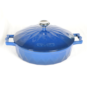 Qulenonew nồi hải sản 28cm Nồi gang tráng men nồi bánh <span class=keywords><strong>Pizza</strong></span> nướng gà nướng bánh mì bên trong màu đen sáng làm sạch tốt - Product Image 1