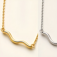 Collier pendentif barre ondulée dorée, chaîne fine, bijou de mode pour femme, cadeau, bijoux de fête