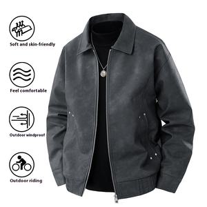 Giacca in Pelle Stile Retrò Americano Primavera-Autunno 2025 per <span class=keywords><strong>Uomo</strong></span>, Casual ed Elegante con Risvolto per l'Inverno - Product Image 3