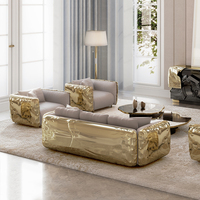 Luxus Couch Wohnzimmer Sofa Metall Messing Leder Sofa Set moderne Möbel Wohnzimmer