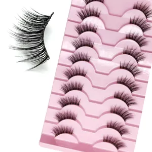 10 pairs of pink tray faux mink eyelashes are suitable for daily home wear and can be used multiple times high quality