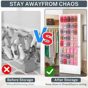 40 Pocket Over Door <b>Shoe</b> Organizer Mesh Hanging Storage Holder For <b>Shoes</b> Behind Door Space Saver - Product Image 6