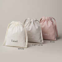 Pochette à cordon en coton doux de qualité supérieure avec logo personnalisé, résistante à la poussière, pour le rangement de bijoux et cosmétiques, emballage OEM Estsol