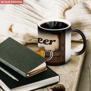 Mug à sublimation noir givré 11oz en céramique, tasse à changement de couleur thermique, design bière - Product Image 3