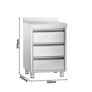 Mueble de Cocina de Acero Inoxidable de Grado Alimenticio con 3 Cajones, Armario Comercial Bajo Encimera para Restaurante, Cantina, Catering - Product Image 2