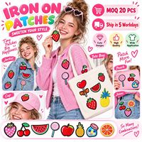 Groothandel Schattige Fruit Snoep Geborduurde Patch Aardbei Watermeloen Kers Lollipop IJslolly Strijk-op Naai Borduurpatch
