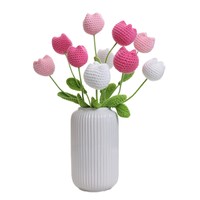 Pompons en laine tricotés en forme de tulipes, fleurs artificielles faites à la main, accessoires de bouquet de cadeaux festifs, best-seller transfrontalier