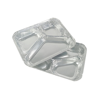 Conteneur en aluminium jetable rectangulaire à 3 compartiments de 800 ml pour la vente en gros, idéal pour le barbecue, la cuisson, les plats à emporter et la restauration