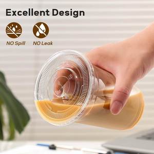 Gobelets personnalisés avec logo, 12 oz pour café glacé avec couvercles, gobelets jetables en plastique transparent pour boissons froides de 16 oz - Product Image 2