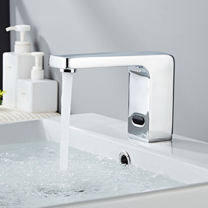 Grifo de lavabo con sensor, de un solo orificio, sin contacto, infrarrojo, montado en encimera, con válvula de cerámica - Product Image 1