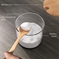Boîte à épices en verre borosilicate de haute qualité, pot en verre borosilicate avec couvercle en bambou, pot d'emballage pour sel et poudre de piment, 3 pièces