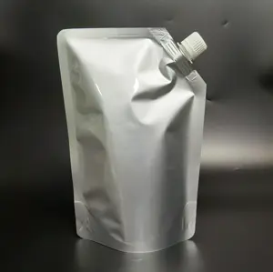 1L Spout Doypack Aluminum Foil Bag With Nozzle For Hot Coffee Beverage Stand Up Pouch Drinks Bag With Lid