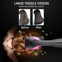 Brosse sèche-cheveux électrique 3 en 1, 1000W, ions négatifs, anti-frisottis, brosse à air chaud, brosse à palette résistante aux hautes températures pour le coiffage