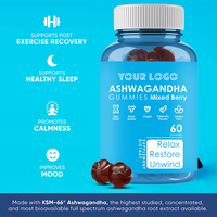 Gummies aux extraits de baies naturelles et d'ashwagandha, complément herbal avec vitamine D pour adultes, pour la détente et la relaxation