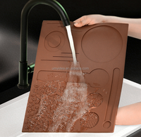Nouveau 2026 Distributeur et tapis à fentes pour tampons de café en PVC, Tapis de bar, Tapis de séchage de vaisselle en silicone, Tapis de tamping pour expresso