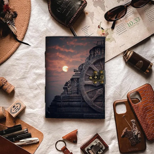 สมุดบันทึกหนังแท้ Good Vibes Only ลายดอกไม้สไตล์โบโฮ ทำมือ สมุดจดบันทึกวินเทจ สมุดบันทึกคำยืนยันเชิงบวก - Product Image 1