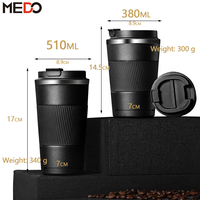 Mug de voyage isotherme 380 ml et 510 ml avec étui de protection en cuir, en acier inoxydable 304, portable, pour voiture, bureau, cadeau, personnalisable