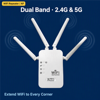Repetidor WiFi de Doble Banda 2.4G/5.8GHz 300Mbps con Enchufe Europeo, Amplificador de Internet con Cobertura de 150m² y 4 Antenas Externas