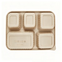 Boîtes alimentaires en papier kraft avec couvercle pliable, biodégradables, étanches, pour les collations, les fruits, les plats à emporter et la livraison