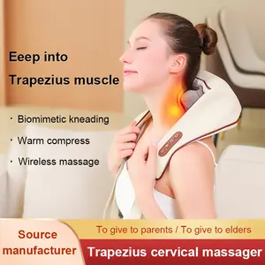 Factory Wholesale Neck Massager Electric Shiatsu Back Neck And Shoulder Massager With Heating USB-C Rechargeable