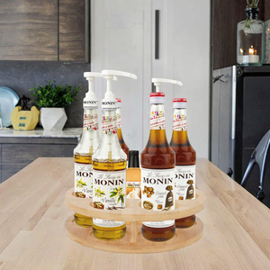 Modern Sustainable Wood Multifunction <b>Kitchen</b> <b>Storage</b> Rack <b>for</b> Dinnerware and Seasoning Bottles Single Tier Rotatable - Product Image 3