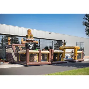 Hot inflatable pirate ship theme park big inflatable bouncer jumping castle inflatable kids park for outdoor event