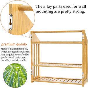 Support mural multifonctionnel moderne en bambou à 2 niveaux pour serviettes de toilette, idéal pour la cuisine - Vente en gros OEM - Product Image 4