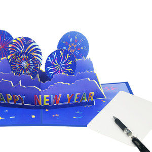 Tarjeta de Felicitación de Papel Rectangular Plegable con Diseño 3D de Fuegos Artificiales, Impresión UV y Barnizado UV, para Año Nuevo, Fiestas, Cumpleaños, Día de la Independencia - Product Image 3