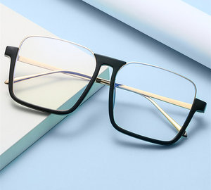 2025 Unisex <span class=keywords><strong>Retro</strong></span> medio marco anteojos diseño cuadrado Anti-Luz Azul gafas de ordenador gafas de gran tamaño hombres mujeres - Product Image 4