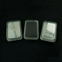 Cápsula de moneda acrílica de exhibición de almacenamiento de barra de oro plateado rectangular de alta transparencia de 1 oz
