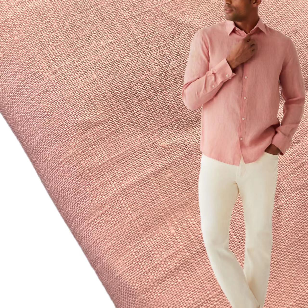 Изготовленная на заказ однотонная окрашенная ткань 14's 165gsm чистая льняная ткань для рубашек топов