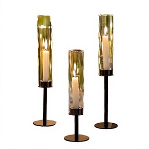 Black Metal Candle Holder Candlestick Glass <b>Cover</b> for Wedding <b>Christmas</b> Easter <b>Table</b> Centerpiece Taper Candle Holders Party Home - Product Image 1