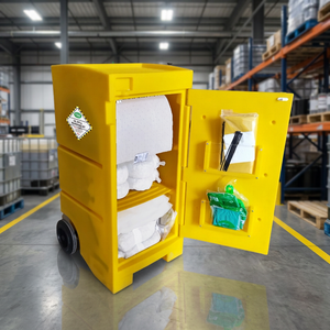 Yellow Wheeled Oil Spill Response Kit With Absorbent Pads And Accessories For Industrial Safety - Product Image 1